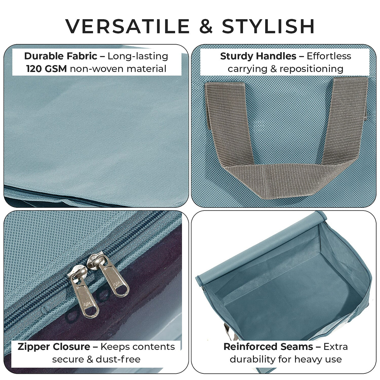 Set of 3 Collapsible Storage Bags With Transparent Window - Grey 8041330 7