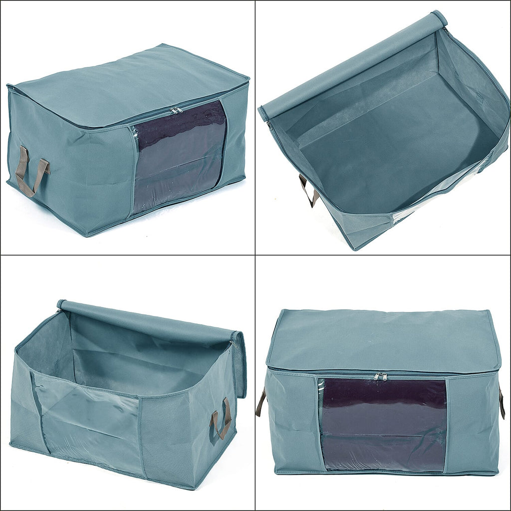 Set of 3 Collapsible Storage Bags With Transparent Window - Grey