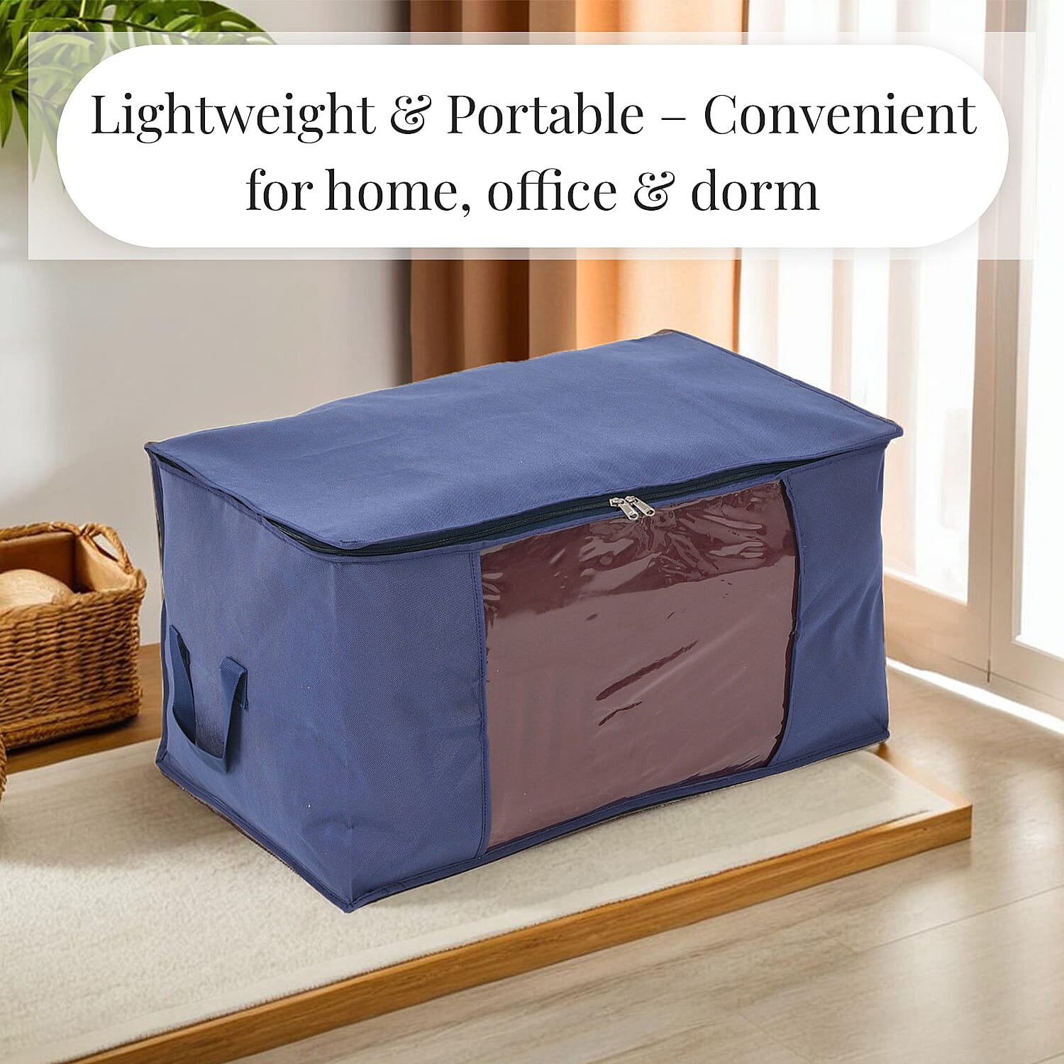 Set of 3 Collapsible Storage Bags with Transparent Window - Blue 8041329 3