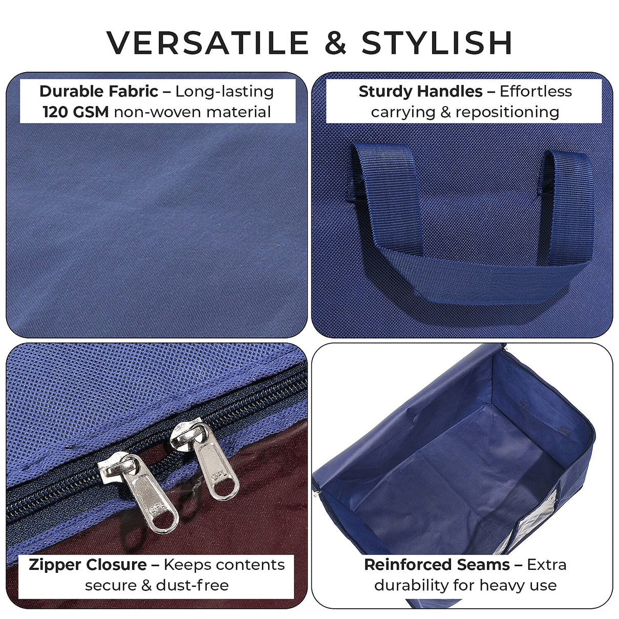 Set of 3 Collapsible Storage Bags with Transparent Window - Blue 8041329 7