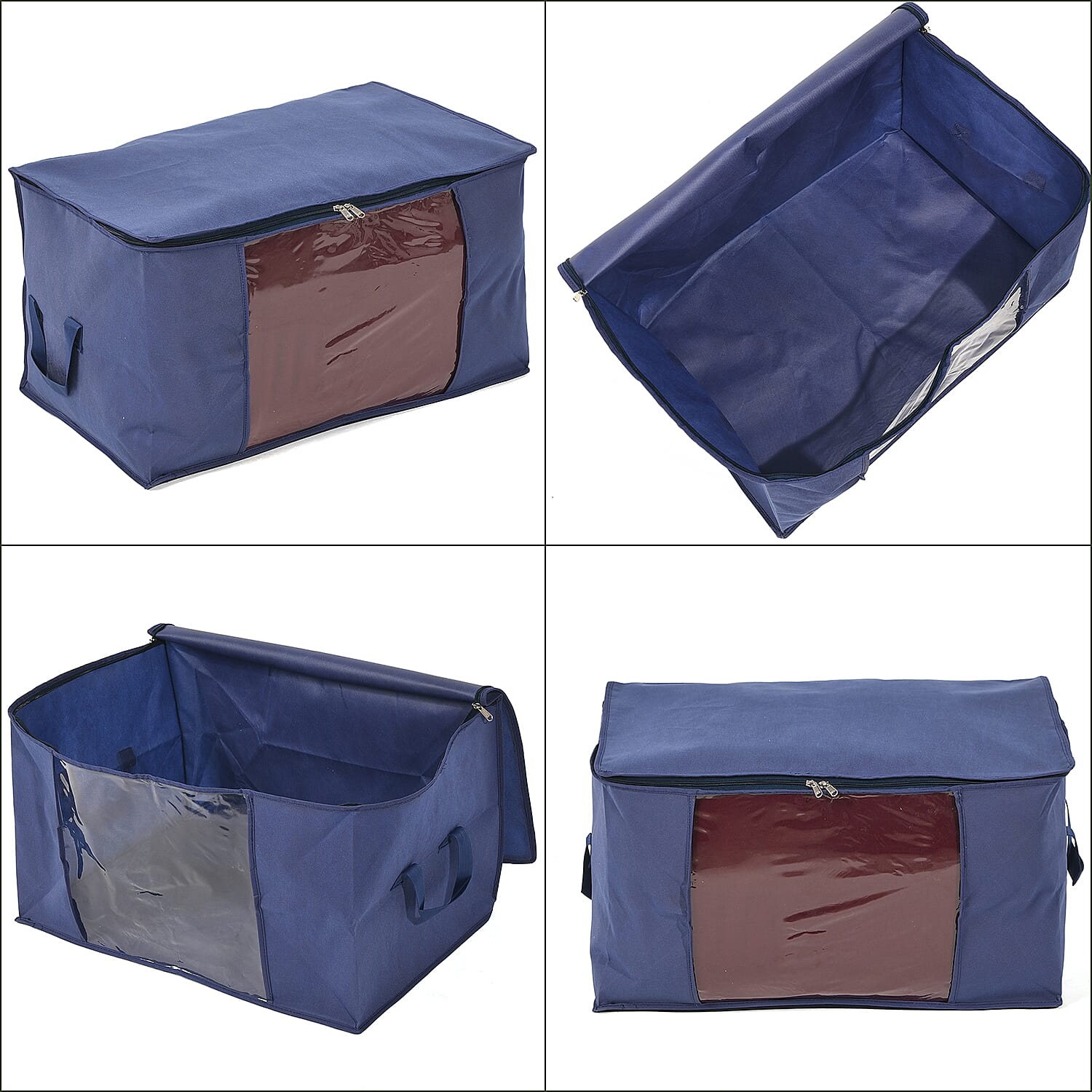 Set of 3 Collapsible Storage Bags with Transparent Window - Blue 8041329 9