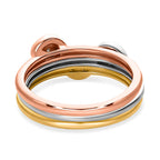 Set of 3 -  Diamond Stackable Ring in Platinum Overlay and 18K Rose and Yellow Gold Vermeil Plated Sterling Silver 0.03 Ct.