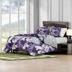 Polyester Printed Duvet Cover (Size 225x1 cm) - Purple & Ivory