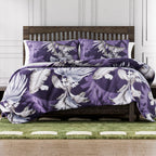 Polyester Printed Duvet Cover (Size 225x1 cm) - Purple & Ivory