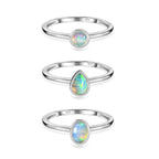 Bangkok Closeout - Set of 3 Ethiopian Welo Opal Stackable Ring Sterling Silver