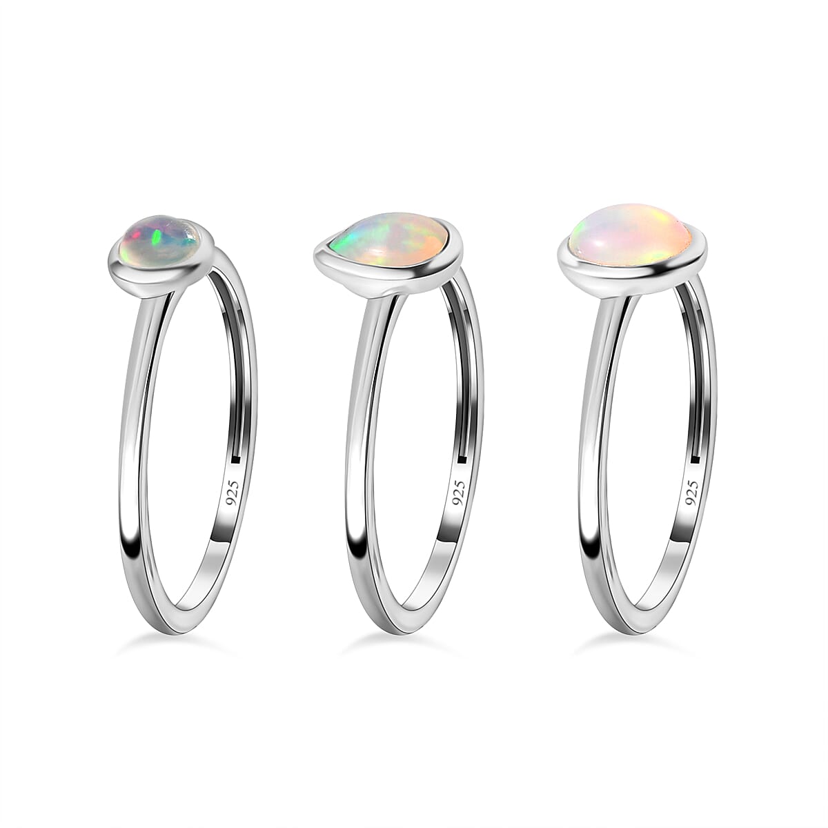 Bangkok Closeout - Set of 3 Ethiopian Welo Opal Stackable Ring Sterling Silver 4193685 3