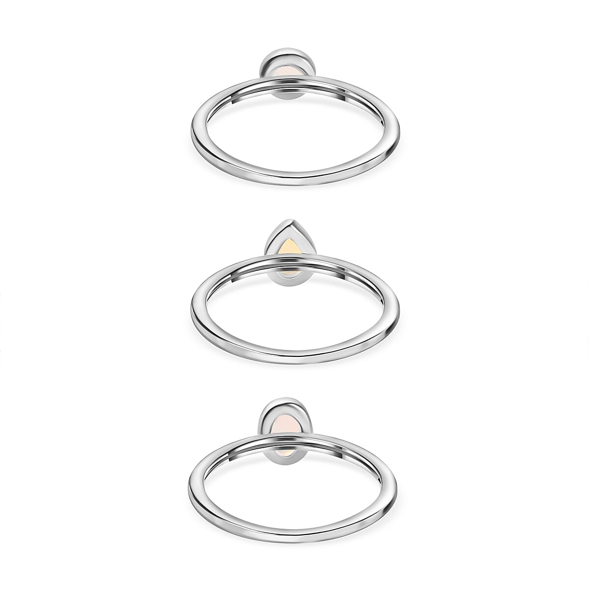 Bangkok Closeout - Set of 3 Ethiopian Welo Opal Stackable Ring Sterling Silver 4193685 4