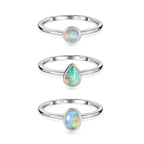 Set of 3 - Ethiopian Welo Opal Stackable Ring Sterling Silver
