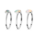 Set of 3 - Ethiopian Welo Opal Stackable Ring Sterling Silver