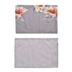 3 Piece Set - Floral Pattern Comforter with 2 Pillowcases (Double Size 200x200 Cm) - Grey