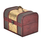 Set of 3 Floral Pattern Wooden Chest Boxes - Golden