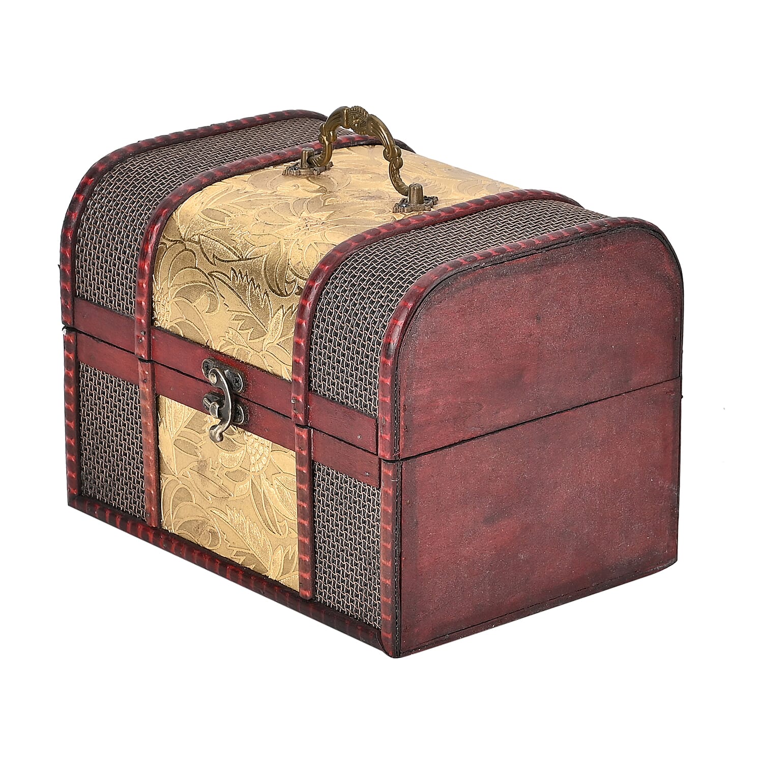 Set of 3 Floral Pattern Wooden Chest Boxes - Golden 7566890 3