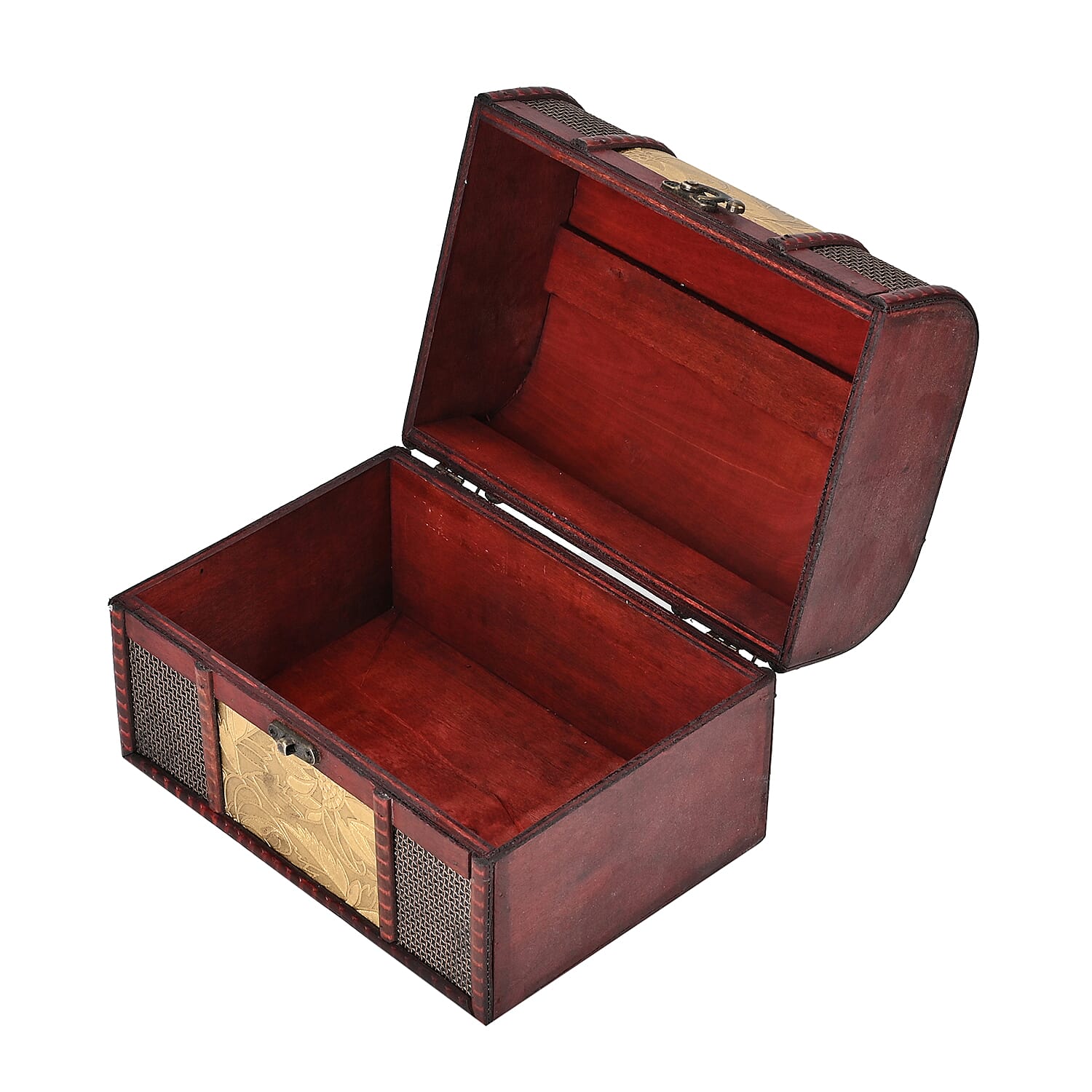 Set of 3 Floral Pattern Wooden Chest Boxes - Golden 7566890 5