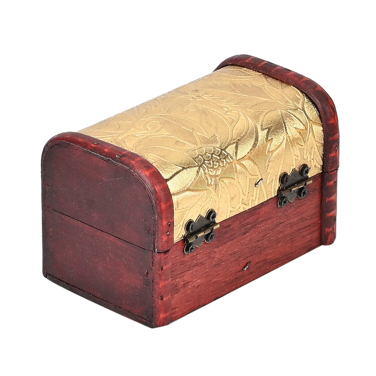 Set of 3 Floral Pattern Wooden Chest Boxes - Golden 7566890 7