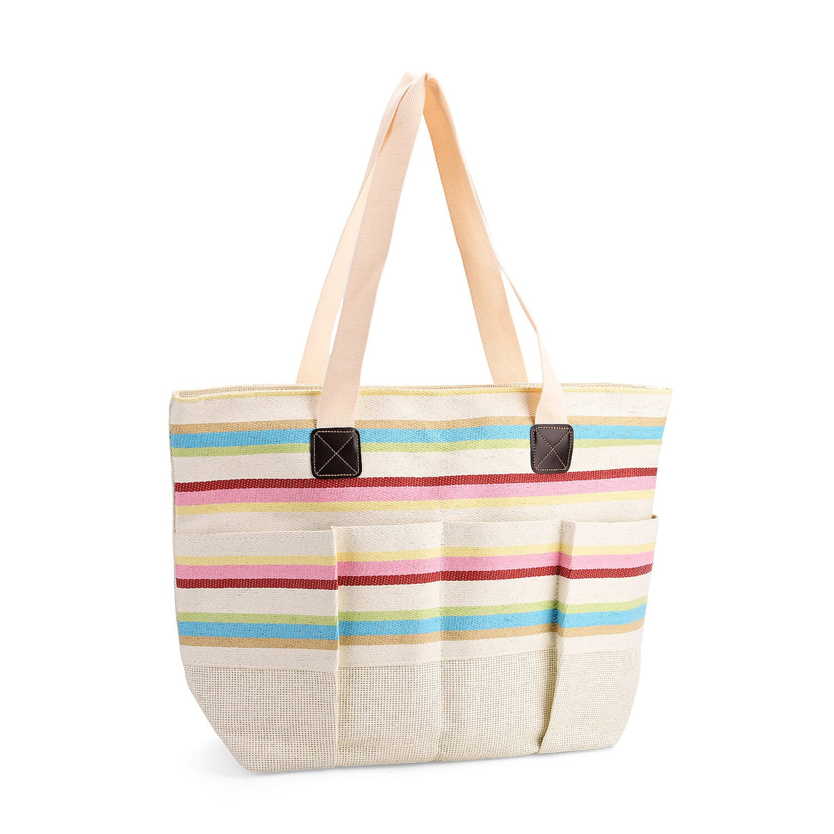 Set of 3: Fringe Color Striped Tote Bag, Pouch &amp; Picnic Mat V32515681 5