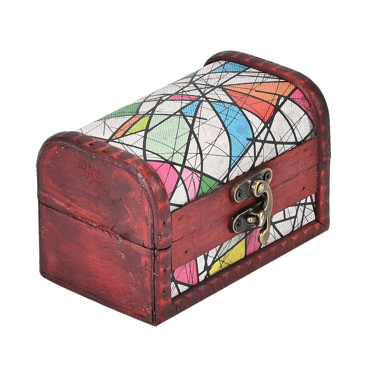 Set of 3 Geometric Pattern Wooden Chest Boxes - Multi 7566898 6