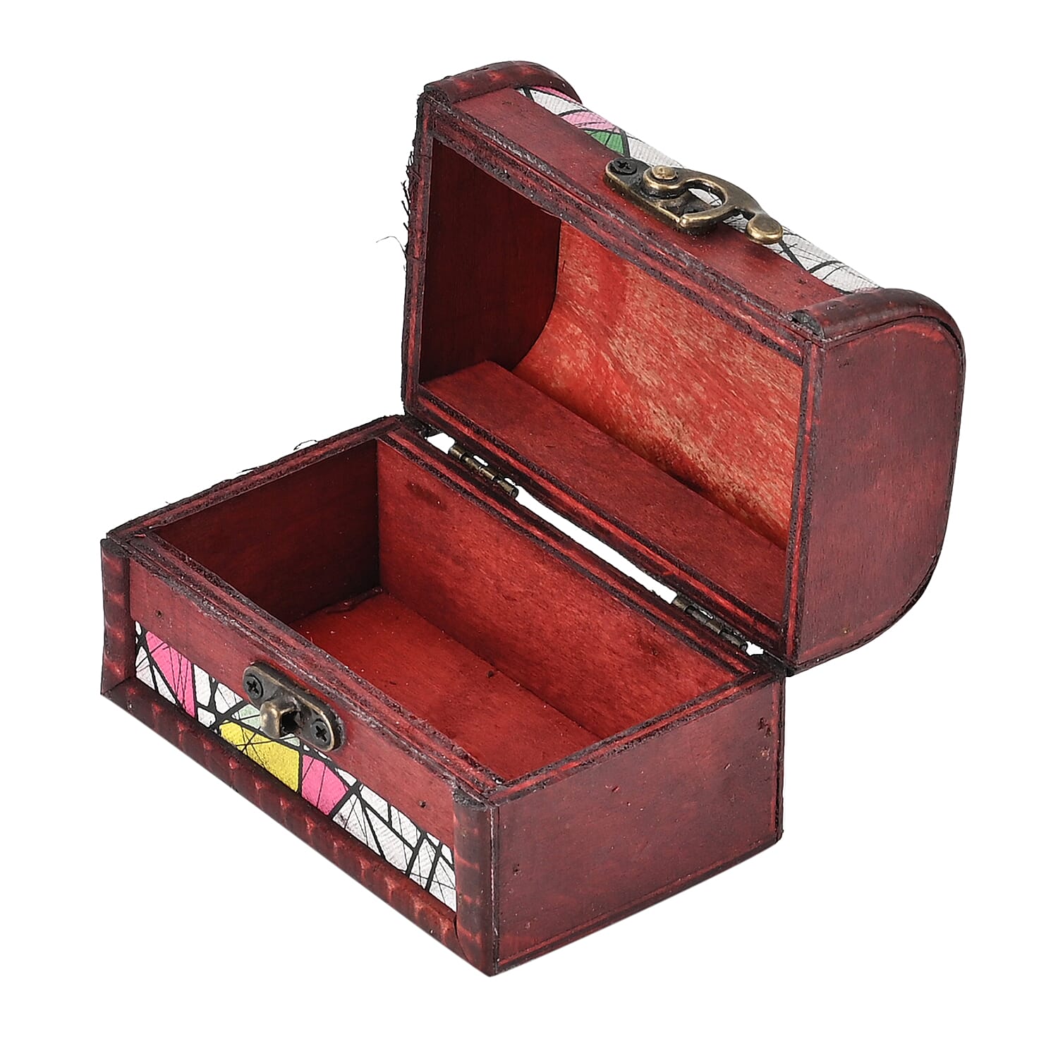 Set of 3 Geometric Pattern Wooden Chest Boxes - Multi 7566898 8