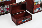Set of 3 Geometric Pattern Wooden Chest Boxes - Multi
