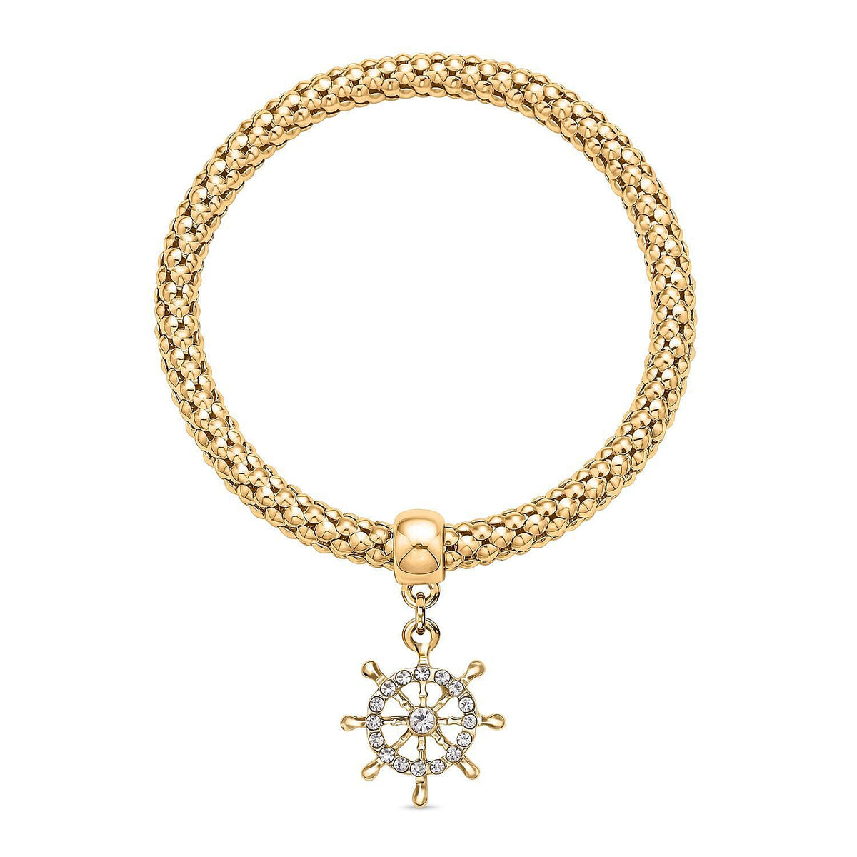 Set of 3 - Simulated Diamond and White Austrian Crystal Pave Bracelet (Size 7.5) With Charms in Three-Tone 4130065 6