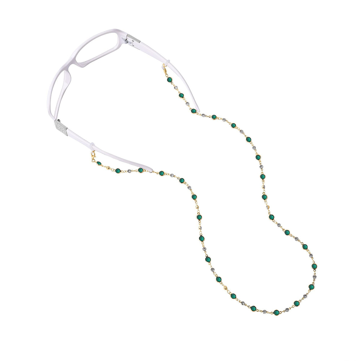 Set of 3 - Glasses Chain in Different Styles Each with 20 Pcs Rubber (Length-70cm) - Brown,Black &amp; Green 7573106 9