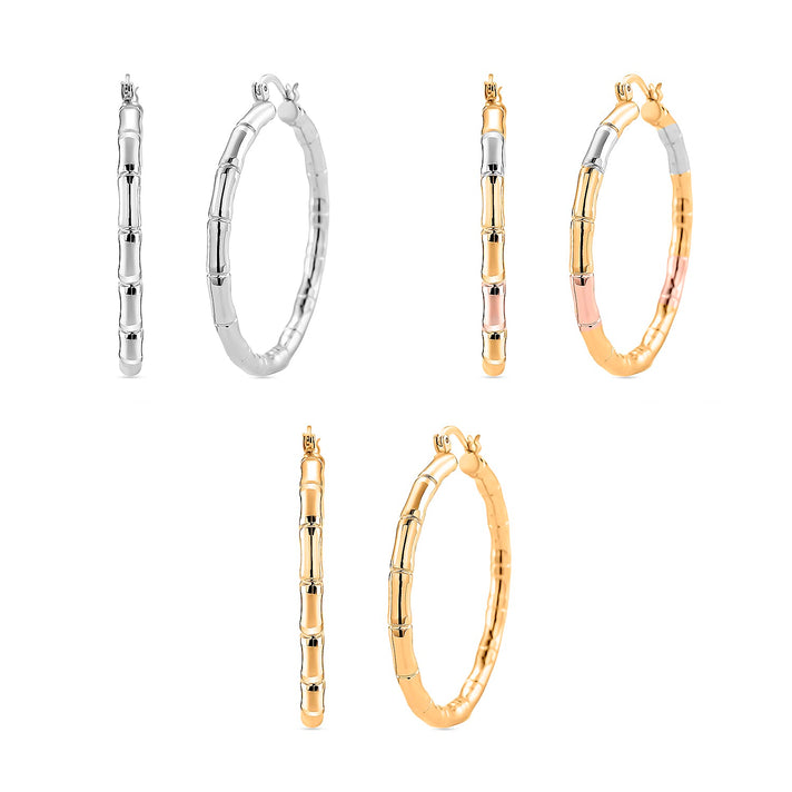 Set of 3 - Hoop Earrings with Clasp in Tri Colour Tone 4423828 1