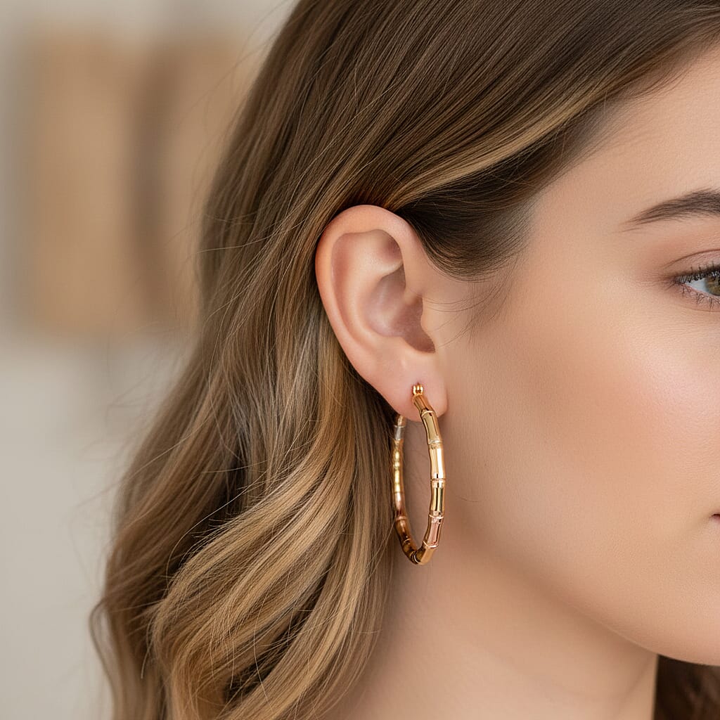 Set of 3 - Hoop Earrings with Clasp in Tri Colour Tone 4423828 5