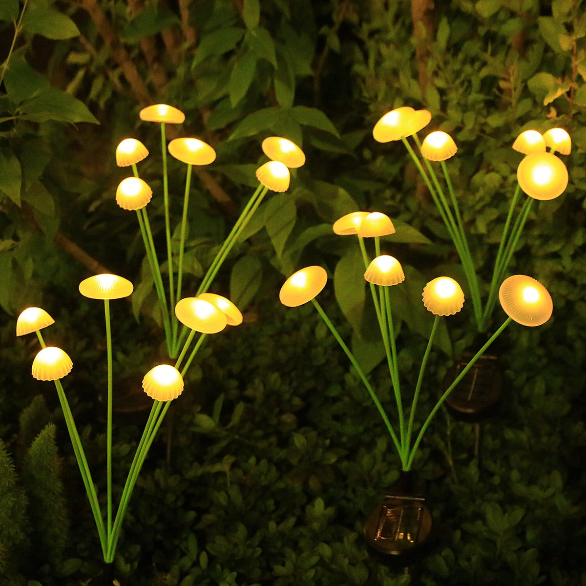 Set of 3 Jellyfish Mushroom Solar Light with 8 Heads - Green &amp; Warm White 8185402 0