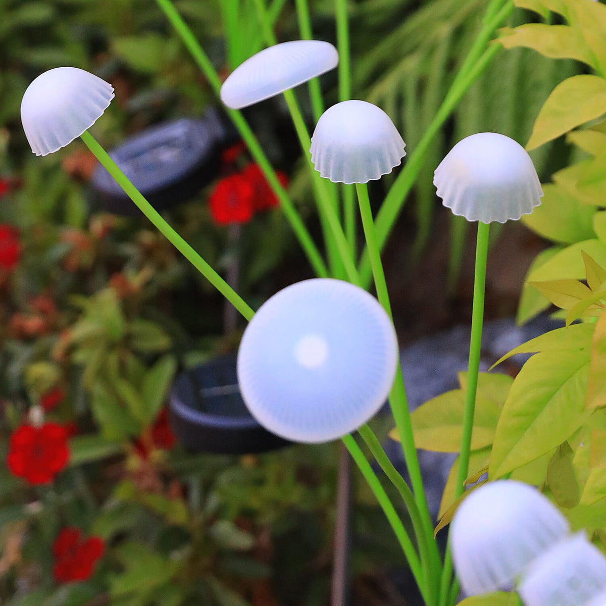 Set of 3 Jellyfish Mushroom Solar Light with 8 Heads - Green &amp; Warm White 8185402 3