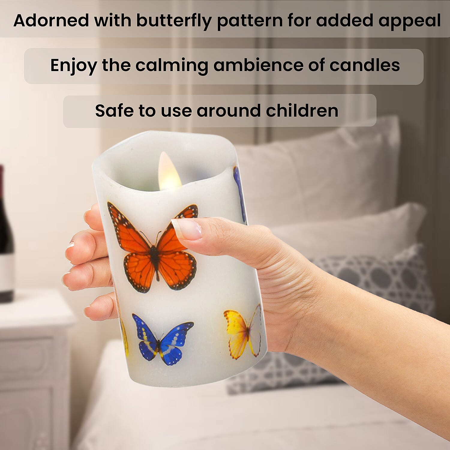 Set of 3 - LED Colour Changing Butterfly Pattern Candle with Remote (AAA Battery Not Inc.) - Multi 7258341 5
