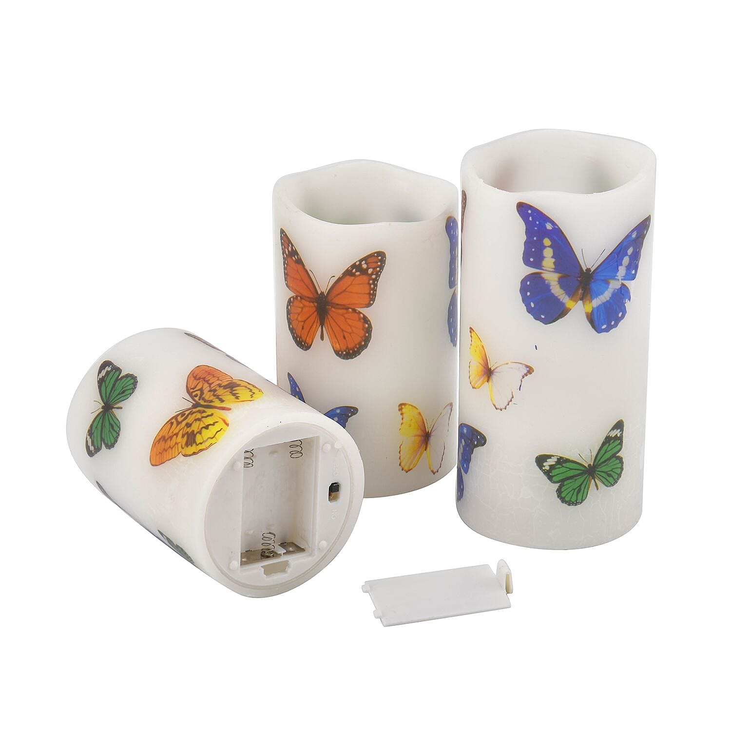 Set of 3 - LED Colour Changing Butterfly Pattern Candle with Remote (AAA Battery Not Inc.) - Multi 7258341 6
