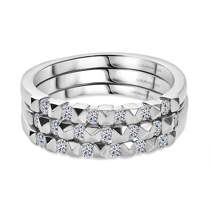LUXURIANT 0.5 Ct. Lab Grown Diamond Band Ring in Rhodium Overlay Sterling Silver