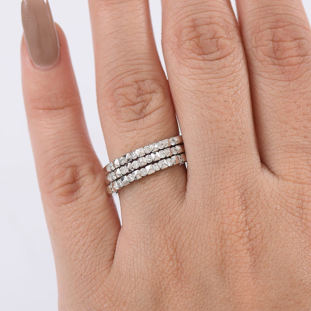 LUXURIANT 0.5 Ct. Lab Grown Diamond Band Ring in Rhodium Overlay Sterling Silver V32647465 3
