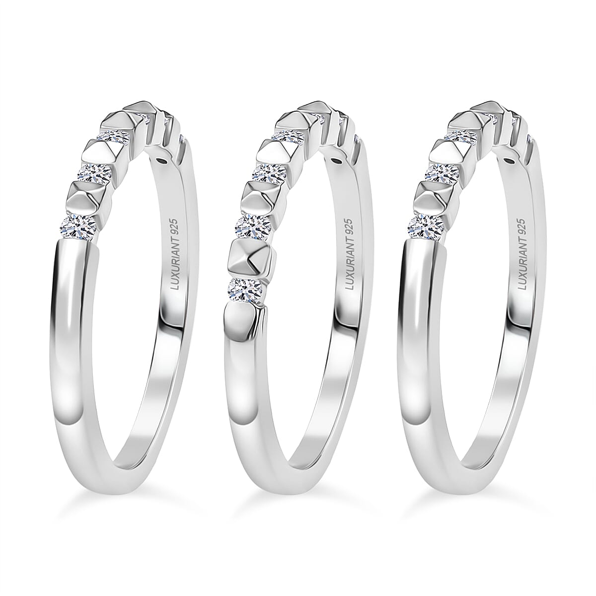 LUXURIANT 0.5 Ct. Lab Grown Diamond Band Ring in Rhodium Overlay Sterling Silver V32647465 4