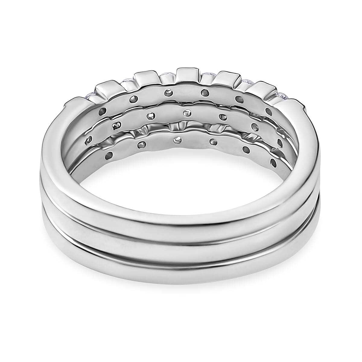 LUXURIANT 0.5 Ct. Lab Grown Diamond Band Ring in Rhodium Overlay Sterling Silver V32647465 5