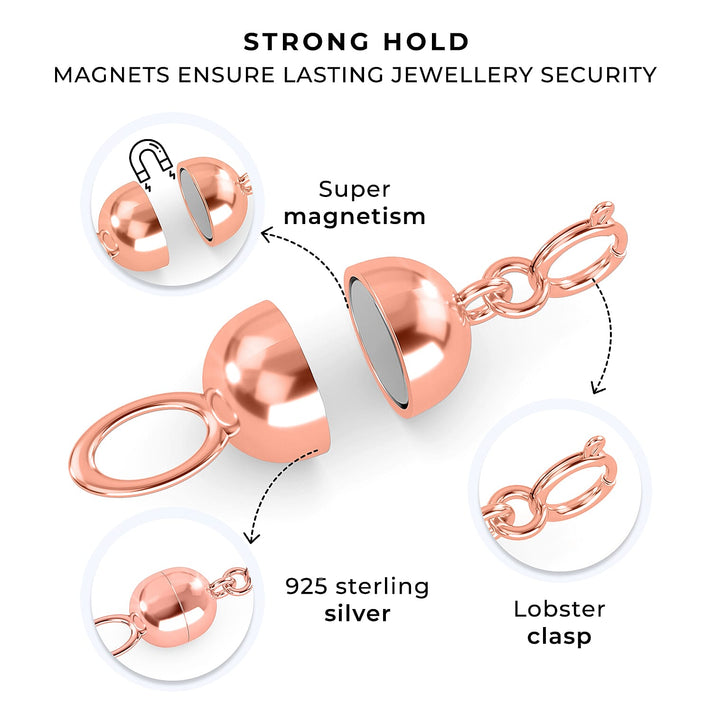 Set of 3 Magnetic Lock in Rhodium, Yellow Gold and Rose Gold Plated Sterling Silver 4266437 2