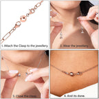 Set of 3 Magnetic Lock in Rhodium, Yellow Gold & Rose Gold Plated Sterling Silver with Lobster Clasp