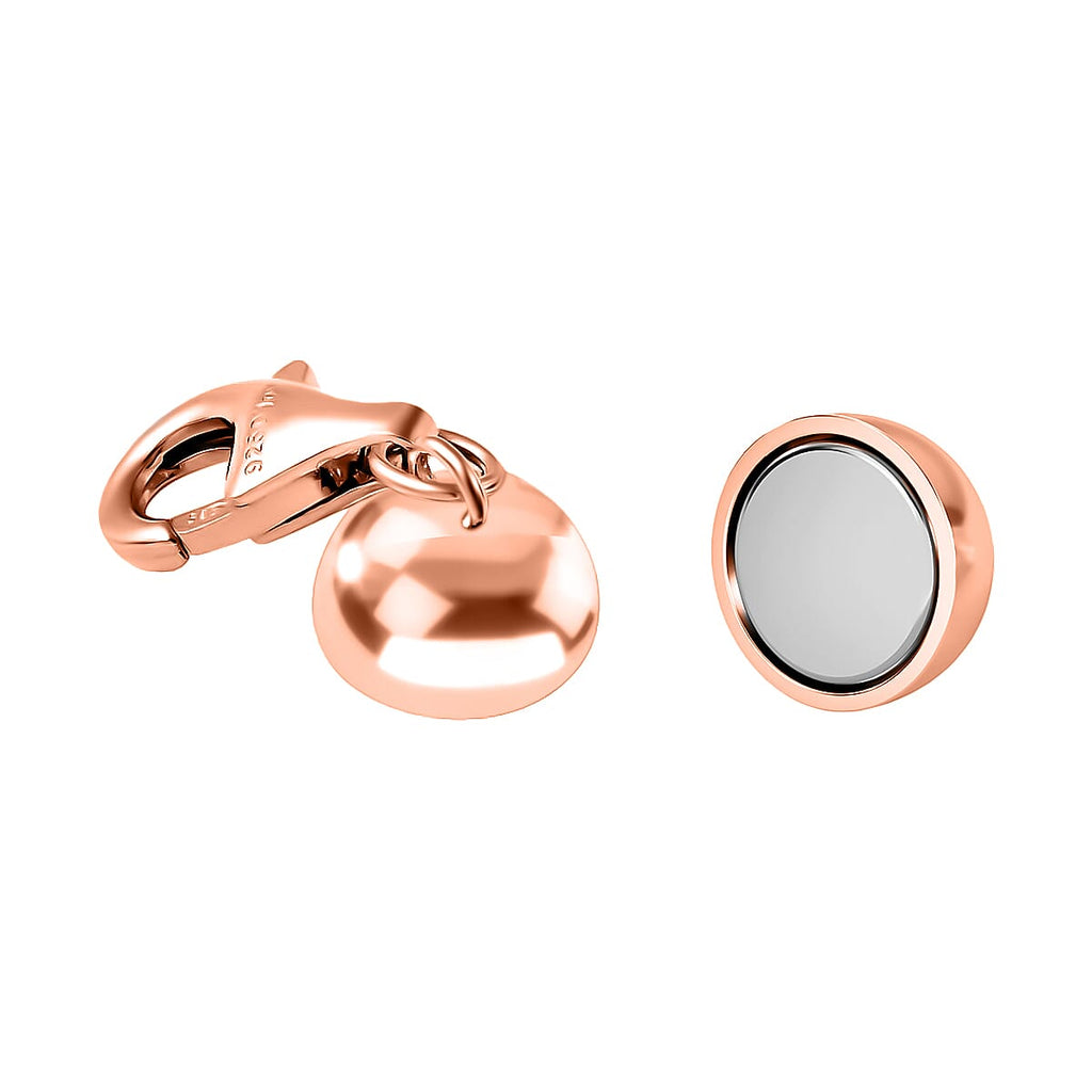 Set of 3 Magnetic Lock in Rhodium, Yellow Gold & Rose Gold Plated Sterling Silver with Lobster Clasp
