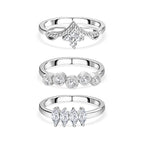 Set of 3 - Moissanite Ring in Rhodium Overlay Sterling Silver  1.01 Ct, Silver Wt.8.30 Gms.
