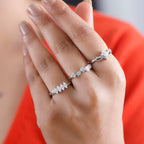 Set of 3 - Moissanite Ring in Rhodium Overlay Sterling Silver  1.01 Ct, Silver Wt.8.30 Gms.