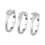 Set of 3 - Moissanite Ring in Rhodium Overlay Sterling Silver  1.01 Ct, Silver Wt.8.30 Gms.