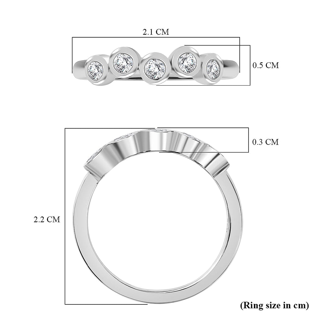 Set of 3 - Moissanite Ring in Rhodium Overlay Sterling Silver  1.01 Ct, Silver Wt.8.30 Gms.
