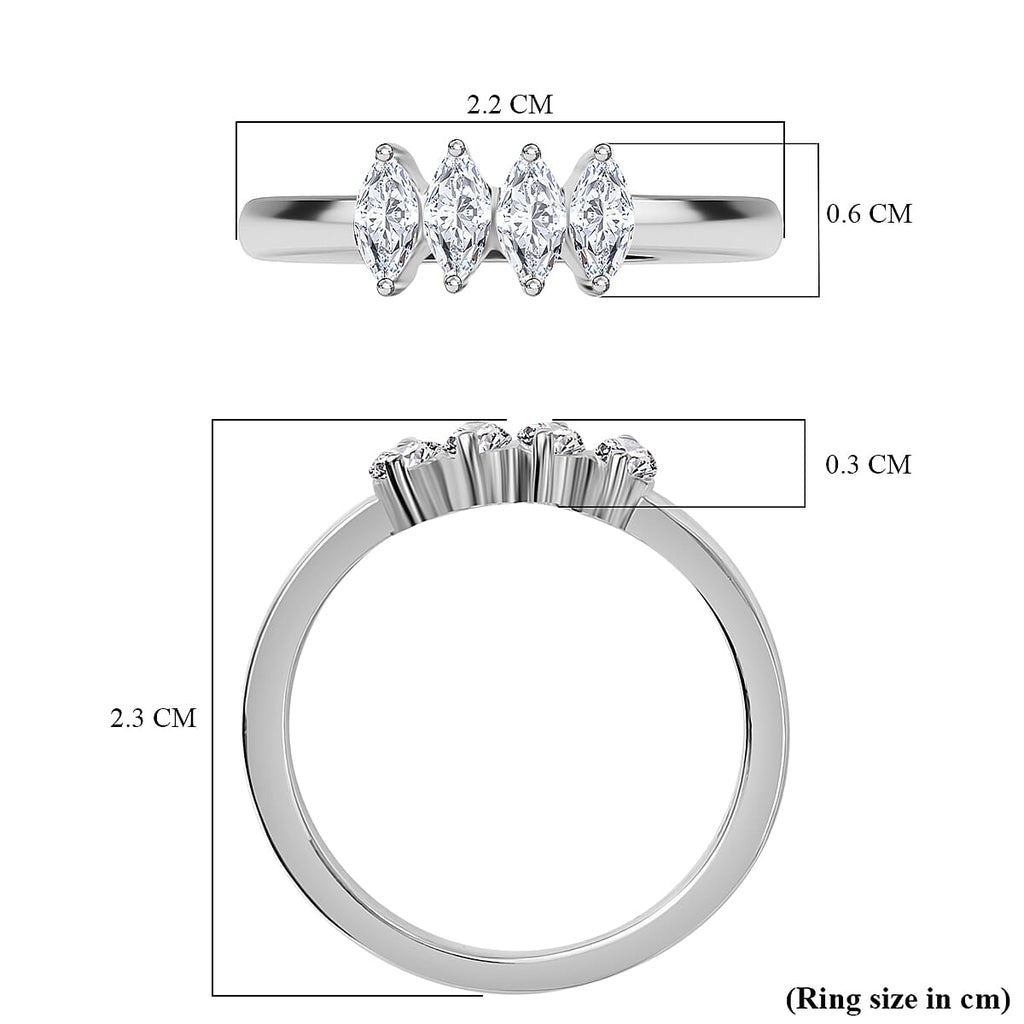 Set of 3 - Moissanite Ring in Rhodium Overlay Sterling Silver  1.01 Ct, Silver Wt.8.30 Gms.