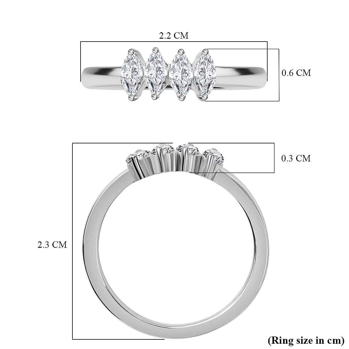 Set of 3 - Moissanite Fancy Ring in Rhodium Overlay Sterling Silver 1.01 Ct. 4297860 6