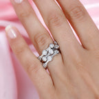 Set of 3 Deal- Moissanite Bubble Band Ring in Platinum Overlay Sterling 2.61 Ct, Silver Wt. 8 Gms