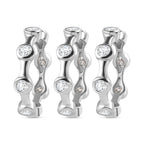 Set of 3 Deal- Moissanite Bubble Band Ring in Platinum Overlay Sterling 2.61 Ct, Silver Wt. 8 Gms