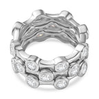Set of 3 Deal- Moissanite Bubble Band Ring in Platinum Overlay Sterling 2.61 Ct, Silver Wt. 8 Gms