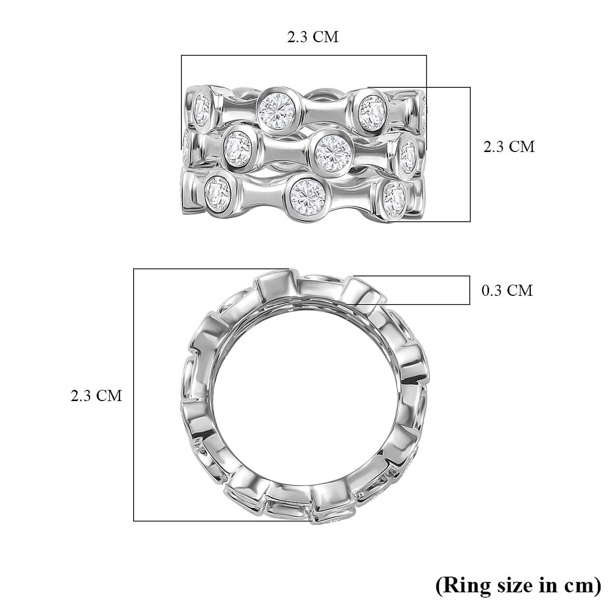 Set of 3 Deal - Moissanite Bubble Band Ring in Platinum Overlay Sterling 2.61 Ct, Silver Wt. 8 Gms V32711290 5