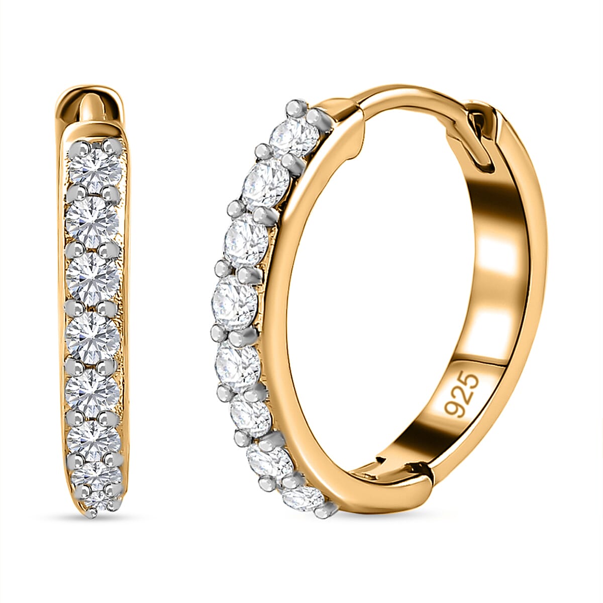Set of 3 - Moissanite Earrings in 18K Vermeil Yellow Gold Plated Sterling Silver 4179075 2