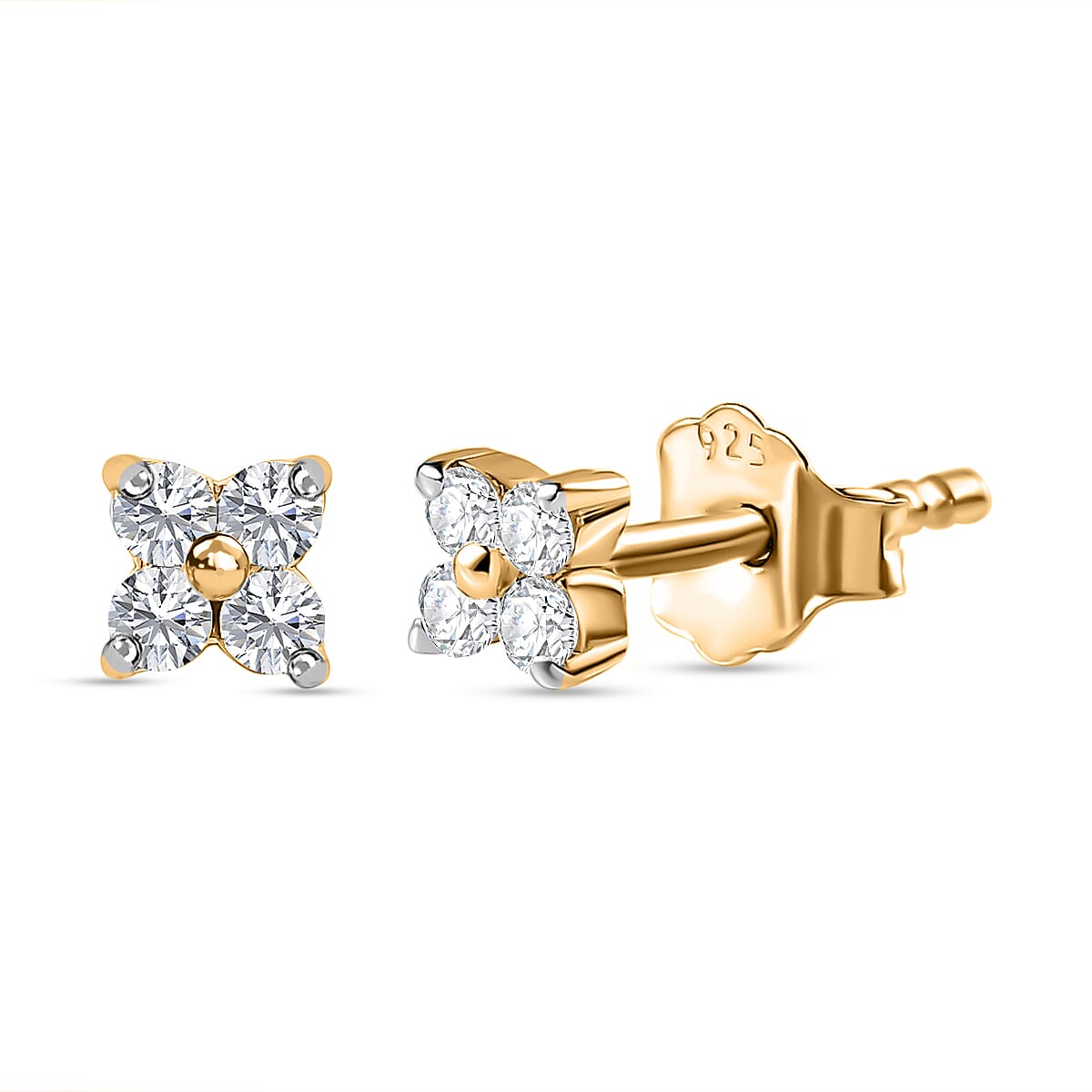 Set of 3 - Moissanite Earrings in 18K Vermeil Yellow Gold Plated Sterling Silver 4179075 6