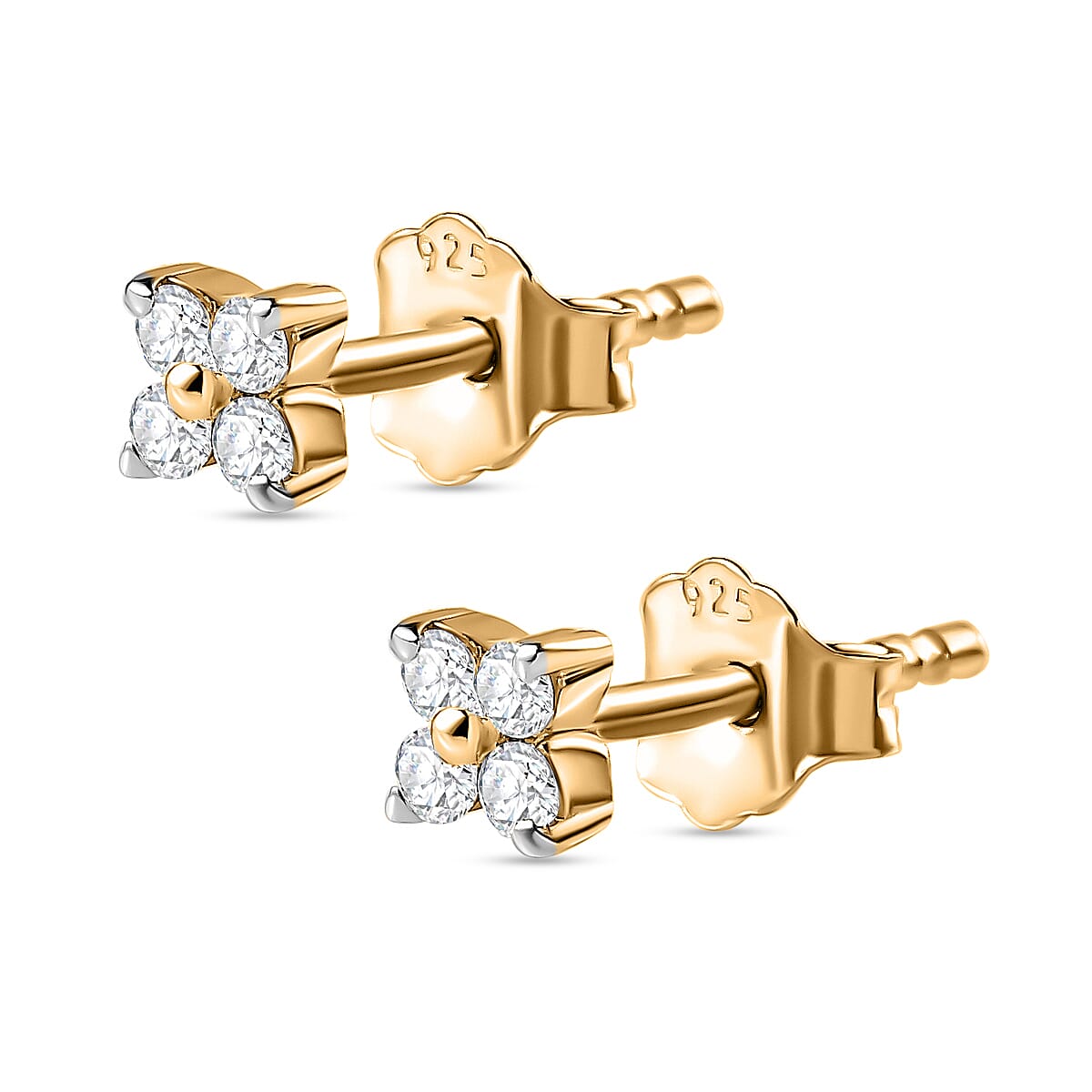 Set of 3 - Moissanite Earrings in 18K Vermeil Yellow Gold Plated Sterling Silver 4179075 7